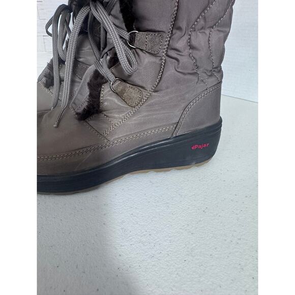 "PAJAR" Vintage Brown Fur Boots Tan Spike Bottoms Snow Boots SZ 7.5 Insulated - Picture 2 of 11